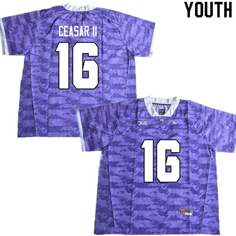 Youth #16 C.J. Ceasar II TCU Horned Frogs College Football Jerseys Sale-Limited Purple